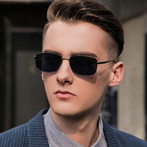 FEISHINI Brand Resistance UV400 Classic Corrosion Resistant Alloy Material Square Sunglasses Men Polarized Gradient Lens