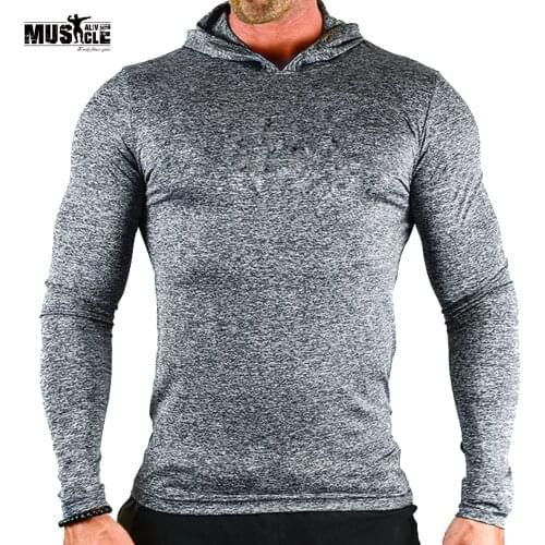 Sweatshirts Hoodies Men Bodybuilding Fitness Workout For Male Brand Clothing Sportswear Slim Fit MUSCLE ALIVE Stretchy Triblend