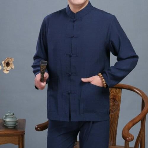 Mens Classic Chinese Style Tang Suit Kung Fu Clothes Wing Chun Taiji Tai Chi Clothing Set Hanfu Costume For Men