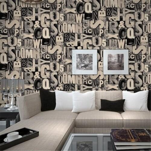 Beibehang Gray Letter Wallpaper American Retro Bar KTV Theme Restaurant Internet Wallpaper Living room wallpaper papel de pared