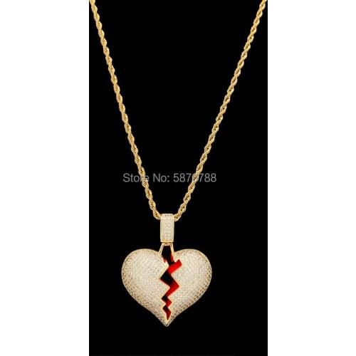 Hip Hop rock love heart pendant couple broken heart pendant
