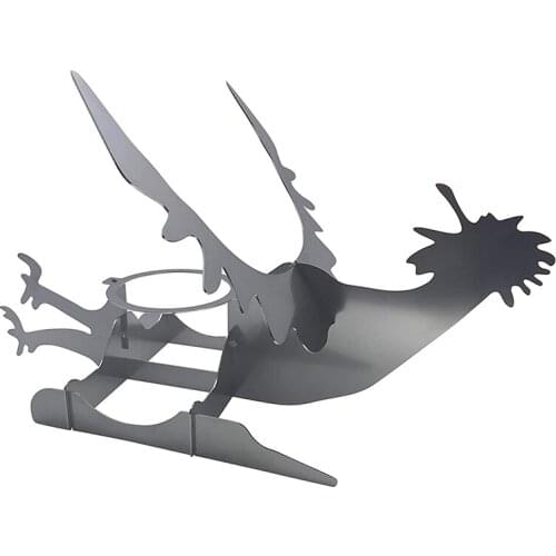 Portable Chicken Stand Dinosaur BBQ Stainless Steel Rack with Glasses Indoor Outdoor Use D1