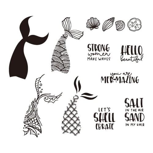Mermaid Transparent Clear Stamps for DIY Scrapbooking/Card Making/Kids Christmas Fun Decoration Supplies