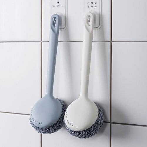 Long-Handled Pot Washing Brush Replaceable Head Cleaning Ball Does Not Drop Wire Nordic Kitchen Nano Household Dishwashing