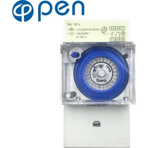 SUL181H 110V-220V 24hours Daily 1min~168h Din Rail Mechanical Timer switch