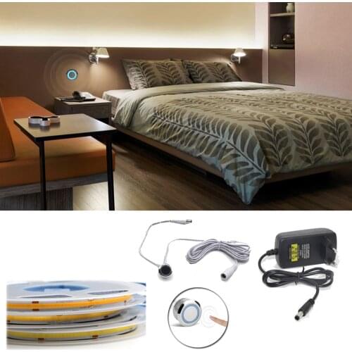 DC12V High Brightness COB LED Strip Light Recessed Dimmable Switch Stepless Touch Sensor Control 2835 Lamp Tap Kitchen Bed Light