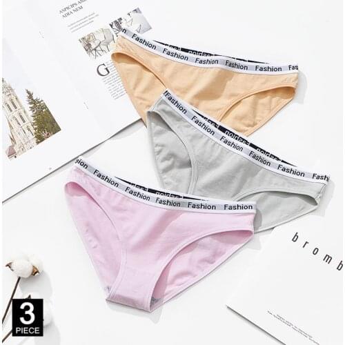 Cotton Panties for Woman Sport Soft Briefs Sexy Fashion knickers 3 Pcs Girls Underpants Set Solid Color Underwear Dropshipping