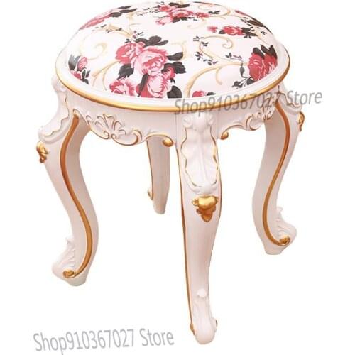 European Style Dressing Stool Chair Bedroom Shoe Changing Stool Modern Manicure Stool Sofa Paint-free Simple