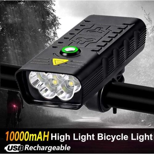 10000MAH 5Led Bicycle Light Usb Rechargeable Bike Light Front Headlight Flashlight Outdoor MTB Mountain Cycling Bike Accessaries
