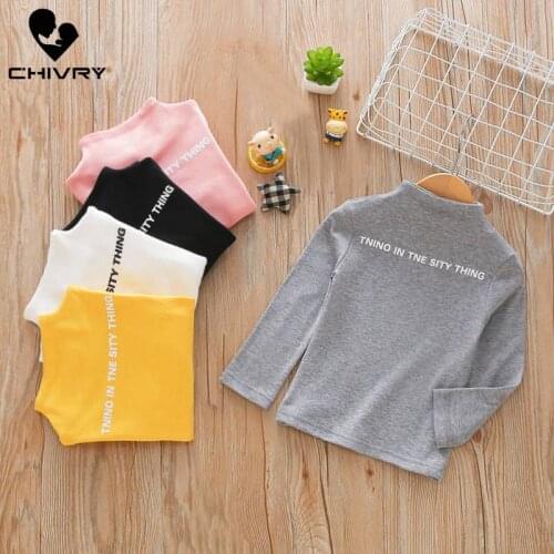 Spring Autumn 2020 Little Girls Long Sleeve Letter Print O-Neck T-Shirts Girls Kids Cotton T-shirts Tops Casual Clothes
