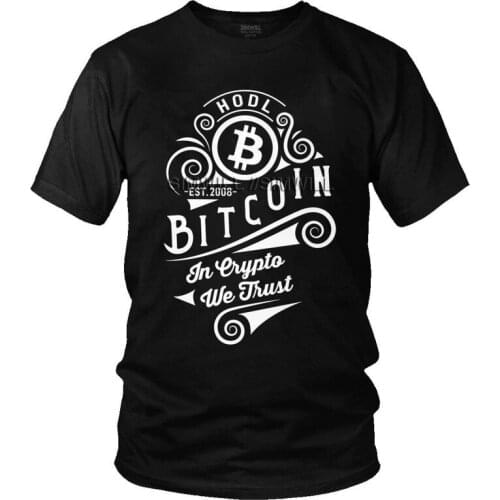 Vintage Bitcoin In Crypto We Trust Tshirt Men Streetwear Tees Top Cotton T Shirts Short Sleeve Blockchain BTC T-shirt Gift Idea