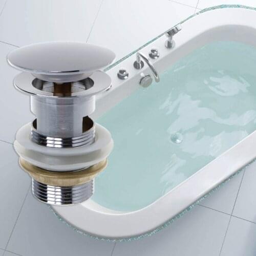 Bathroom Sink Drain Stopper Sink Tap Push Button Pop up Waste Plug Slotted Drain