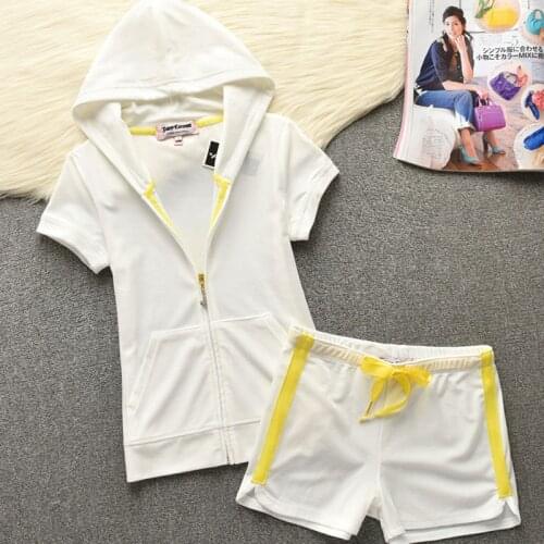 2021 Summer Shorts Set Short Sleeve Hooded Zipper Tops Shorts 2 Piece Set Women Fashion Sweet Color Soft Casual Tracksuit S-2XL