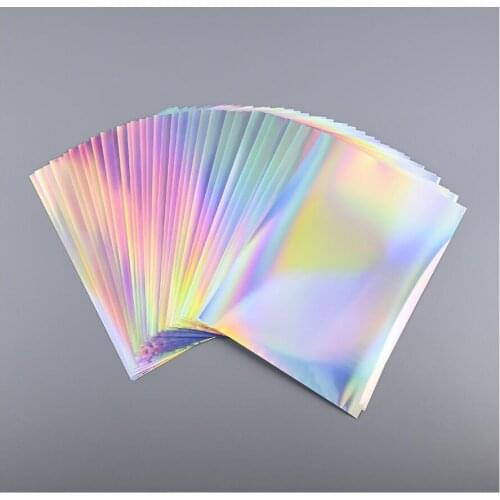 10pcs/lot DIY Laser Film With Glue Colorful A4 Self Adhesive Laser Sticker