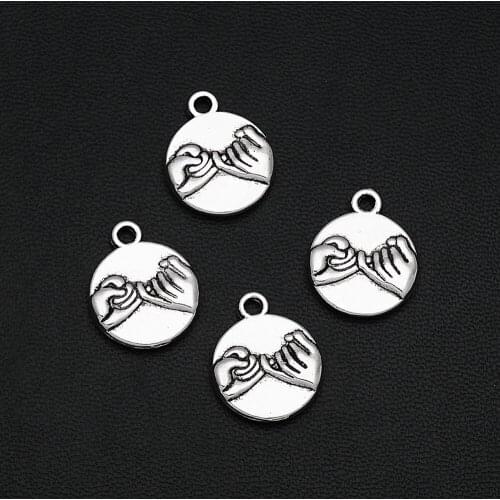 12pcs/Lots 14x17mm Antique Silver Plated Hand Charms Friendship Pendants For DIY Necklace Jewellery Crafts Wholesale Drop Ship