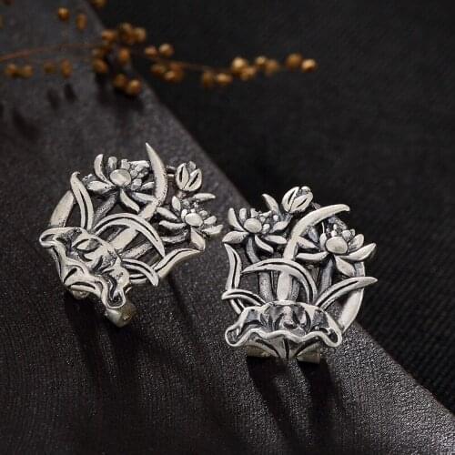 2018 Hot Sale New Arrival Brinco Fine Restoring Ancient Ways Female Lotus Hollow Out Joker Matte Earrings Wholesale