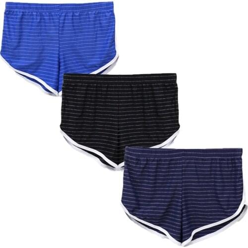 3 Piece Men Boxer Shorts Sleep Bottoms Striped Underwear Boxershorts Pajamas Panties Cueca Underpants Sportwear Trunks Plus Size