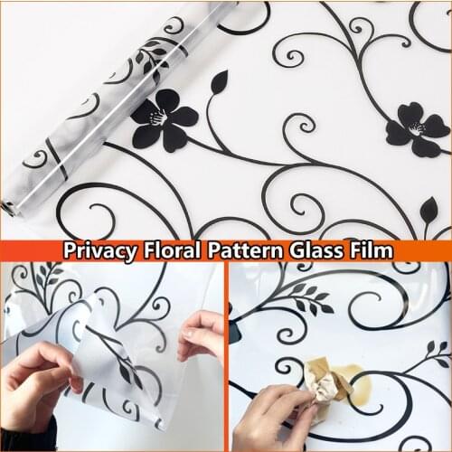 50/40/30CM Privacy Floral Pattern Window Film For Bedroom Bathroom Glass Window Film Stickers Self Adhesive Sticker