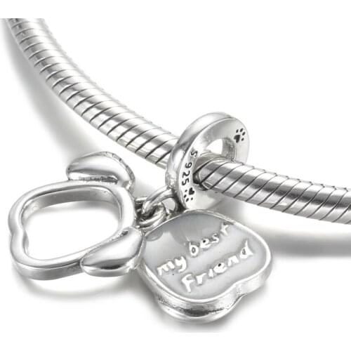 Authentic S925 Silver Pendant Bead fit Lady Bracelet Bangle My Pet Dog Dangle Charms DIY Jewelry