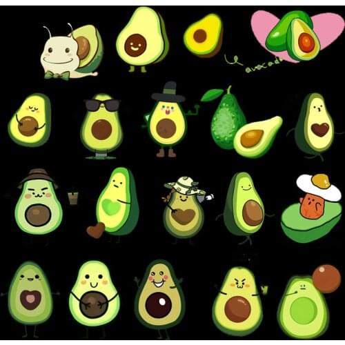 Avocado Fruits Cartoon kids Iron on Heat Transfer Printing Patches Stickers Clothes DIY Appliques Washable A-level Thermal Patch
