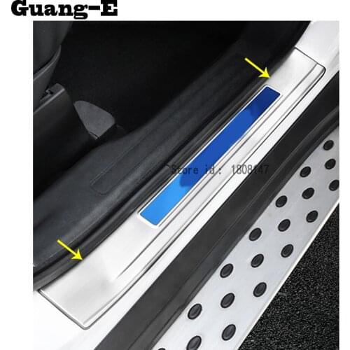 Car Sticker Stainless Steel Pedal Door Scuff Plate Cover Threshold External Outside 4pcs For Mitsubishi Outlander 2016 2017 2018
