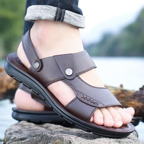 AXUKQSW Men's Leather Sandals