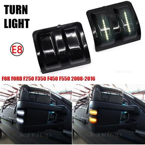 Rear View Mirror Side Marker Lights Blinker For Ford F250 F350 F450 2008-2016 Super Duty Turn Signal Lamp Smokede Black