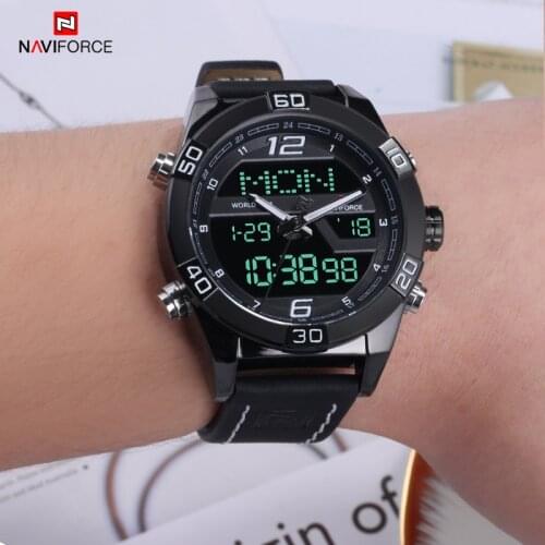 The New NAVIFORCE Fashion Dual Disply Business Luxury Watch For Men Military Sport Man Watch Male Complete Calander Male Clock