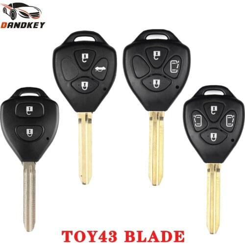 Dandkey Replacement Key Case For Toyota Crown Corolla Camry RAV4 Reiz 2007 2008 2009 2010 2/3/4 BT Remote Car TOY43 Key Shell