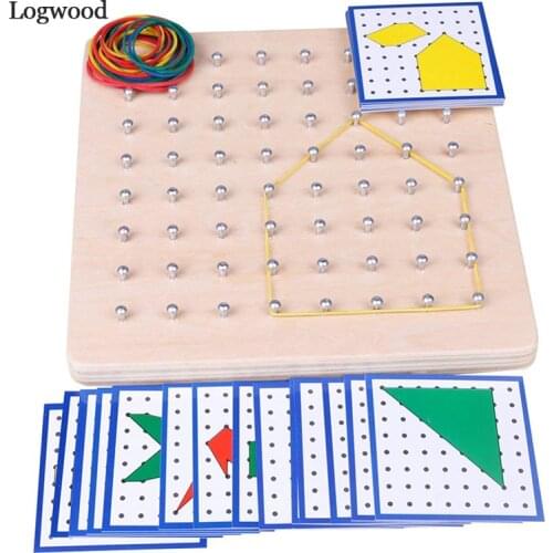 Baby Toy Montessori Creative Graphics Rubber Tie Nail Boards with Cards Childhood Education Preschool Kids Brinquedos Juguete