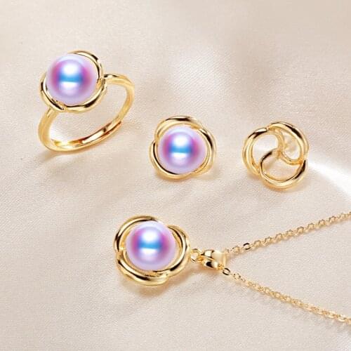 DIY Pendant Ring and Earrings Jewelry Set Base Mountings Settings Findings Jewelry Settings Parts for Pearls Beads Stones