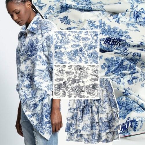 Leopard Printed Polyester Stretch Satin Fabric Brand Womens Clothing Shirt Pajamas Cloth for Dress Sewing Fabrics Per Meter