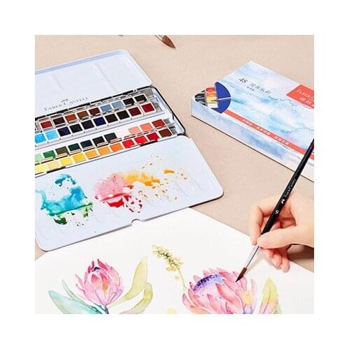 Faber-Castell solid watercolor set watercolor pigments tin box painting watercolor paint with brush pen paint watercolor set