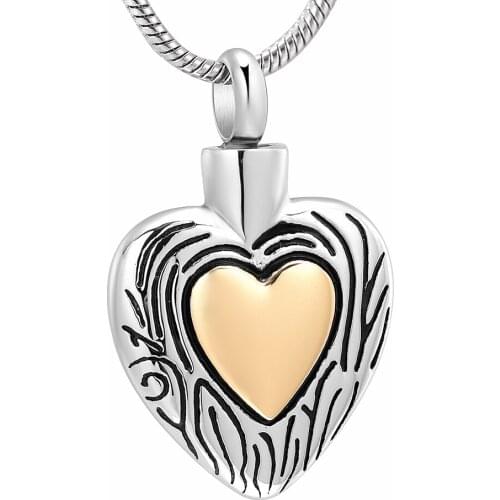 IJD12458 Two Hearts Stainless Steel Keepsake Necklace Souvenir Cremation Urn Necklace hold Ashes Memorial Women Jewelry