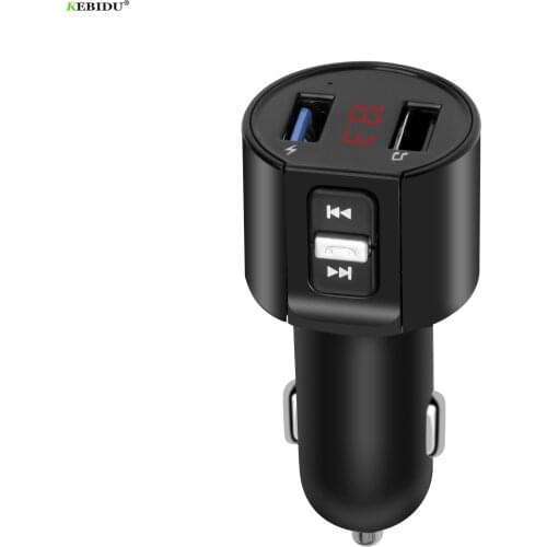 KEBIDU FM Transmitter Bluetooth 5.0 Handsfree Call Car Kit Dual USB Car mp3 music player Charger Voltage Digital Display