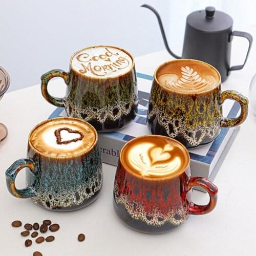 1Pcs New 350mL Coffee Mugs with Handle Creative 11 Styles Large Capacity Milk Tea Juice Water Kiln Ceramic Cup Gifts for Couples