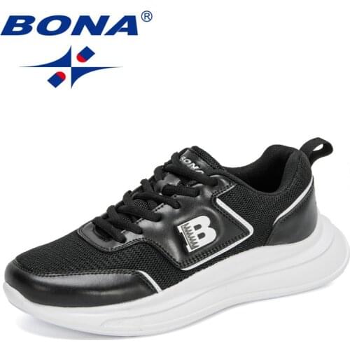 BONA 2021 New Designers Mesh Brand Casual Sneakers Men Big Size Shoes Black White Man Luxury Brand Leisure Footwear Mansculino