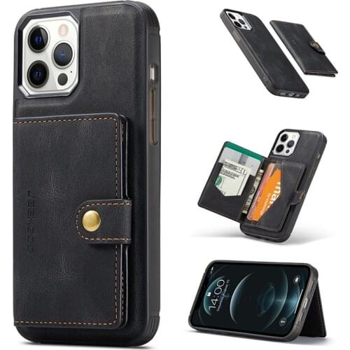 Retro Magnetic Split Card Case Back Cover for iPhone 12 Pro Max 12 12 Pro 11 Pro Max Card Holder for iPhone 7P 7 8 SE 2020 X XR