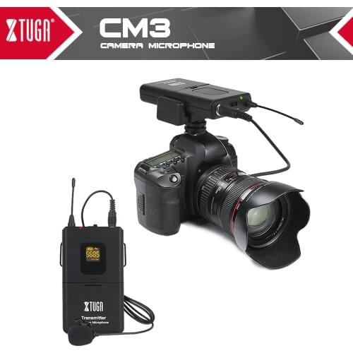 XTUGA Camera Microphone UHF Wireless Lavalier Microphone UHF Lapel Microphone with 30 Channels for DSLR Camera,Camcorders