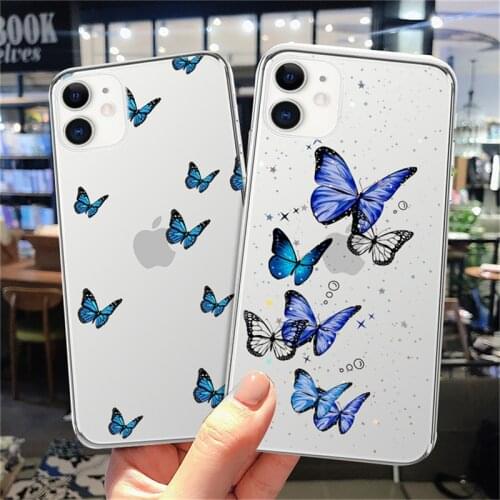 Fashion Shiny Cute Butterfly Pattern Transparent Phone Case For iPhone 11 Pro Max XR X 7 8 Plus XS Max SE 2020 Soft Back Cover