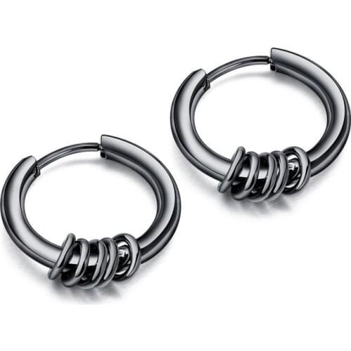 2021 Trend Man Korean Street Hip-Hop Fashion Stainless Steel Black Ear Clip For Men Jewelry