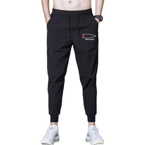 Mens Sweatpants Beer Bottle Printing Joggers Lounge Pants Pockets Outdoor Hiking Running Trousers Streetwear SweatpantS