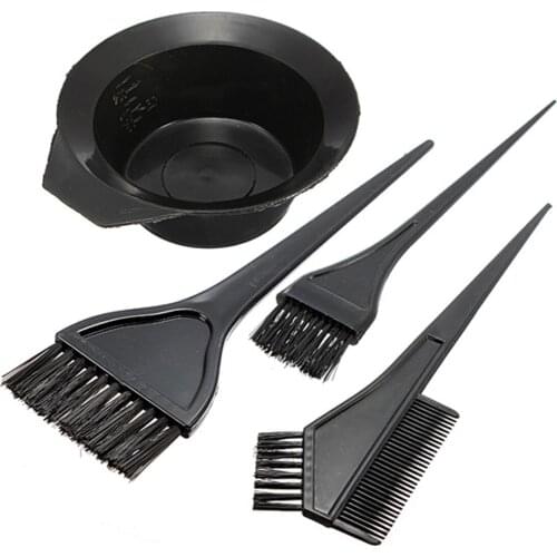 4pcs/set Black Plastic Hair Color Coloring Dye Combs Mixing Bowl Brushes Set Barber Salon Tint Hairdressing Styling DIY Tools