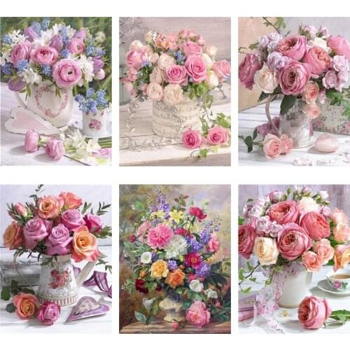5D DIY Diamond Painting Vase Full Diamond Set Rose Rhinestone Mosaic Cross Stitch Painting Home Decoration Can Be Customized