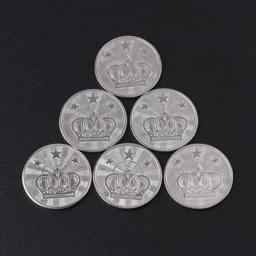 2021 New 10pcs 25*2mm Game Token Stainless Steel Arcade Game Coin Pentagram Crown Tokens
