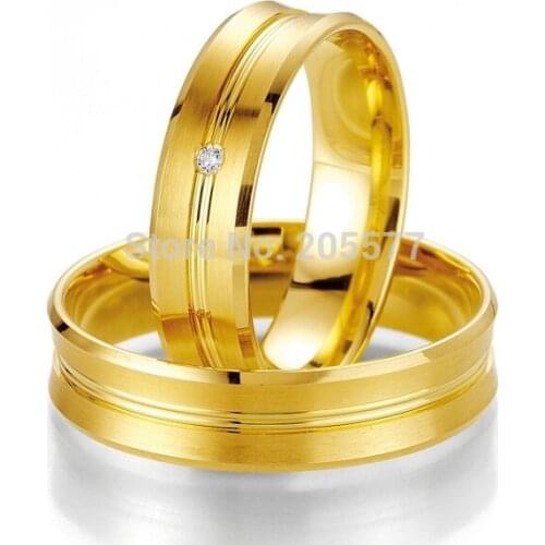 Nice Intricate Pattern his and hers Gold Plating Titanium engagment couple rings