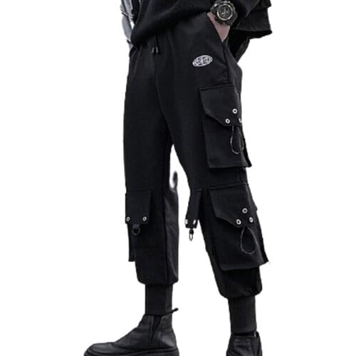 Pure Color Simplicity Loose Straight-Leg Comfortable Sports Pants Ribbon Multi-Pocket Printing Drape Lace-Up Casual Pants