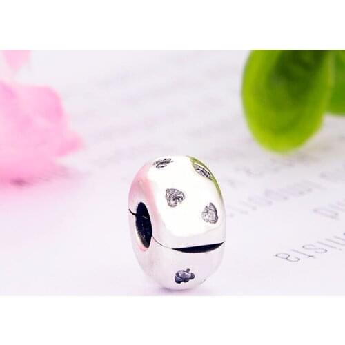 Fit Original Pan Charm Bracelet 100% 925 Silver Round Shape Spacer Stopper Lock Clips Beads Making Women Berloque 2020 NEW