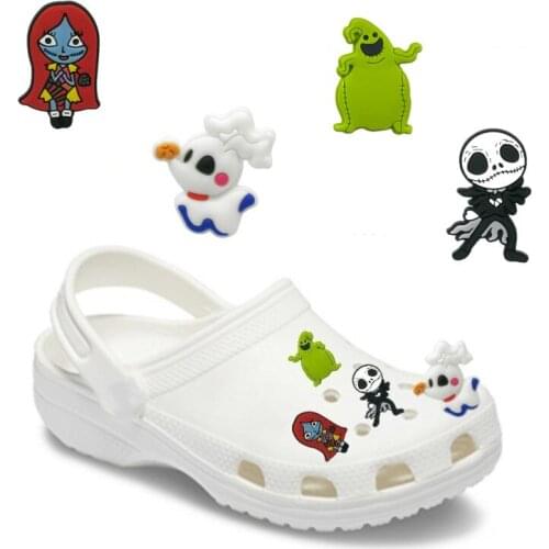 40-100pcs Jack Sally PVC Shoe Charms Cartoon Shoe Accessories Decorations Ornaments for Clog Sandals Halloween Christmas Gift
