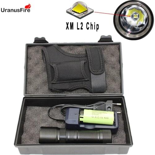 Underwater Diving Flashlight XM-L2 LED Dive Torch 26650 Lamp Waterproof Cave Explore Light with Wrist Sleeve